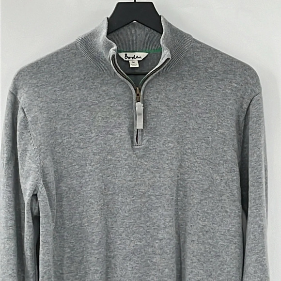 Boden Cotton 1/4 Zip Pullover Sweater in Gray - Size Medium - Picture 2 of 5